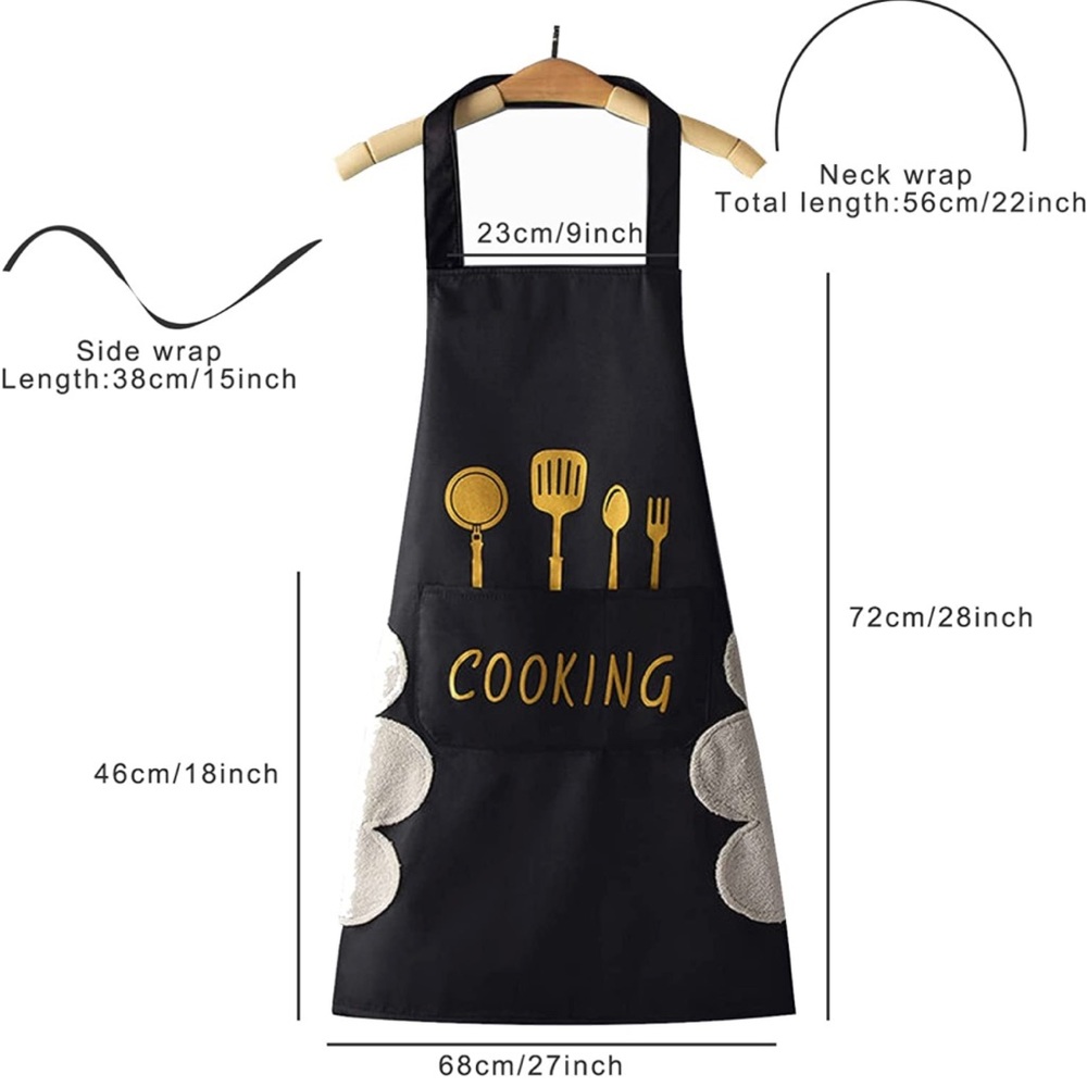 DILLMAN Women Kitchen Apron with Hand Wipe Pockets - Picture 2 of 4